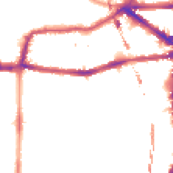 Night-time road noise heatmap for E8 1BE