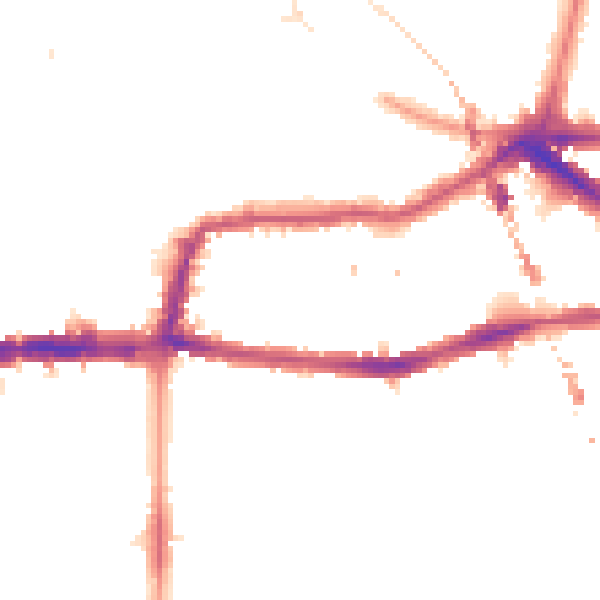 Night-time road noise heatmap for E8 1BF