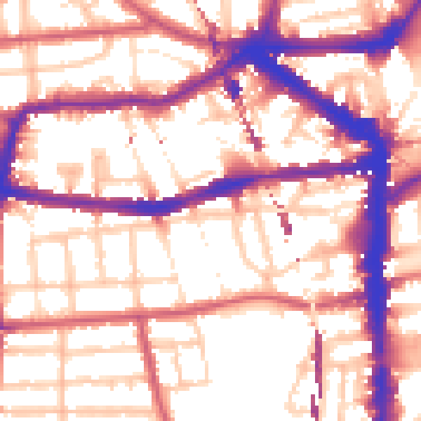 Daytime road noise heatmap for E8 1BG