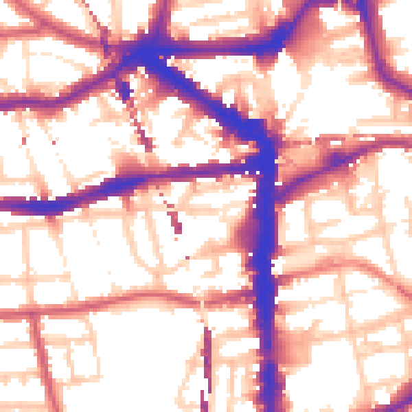 Daytime road noise heatmap for E8 1BH