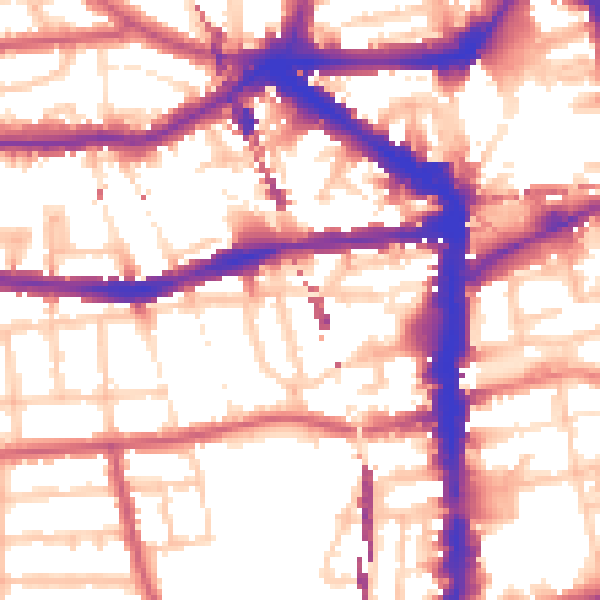 Daytime road noise heatmap for E8 1BL