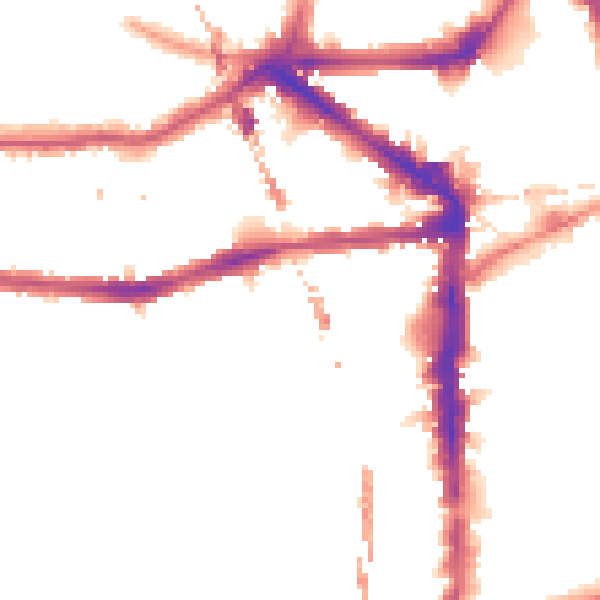 Night-time road noise heatmap for E8 1BL