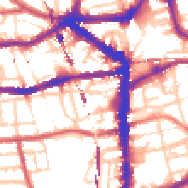 Daytime road noise heatmap for E8 1BN