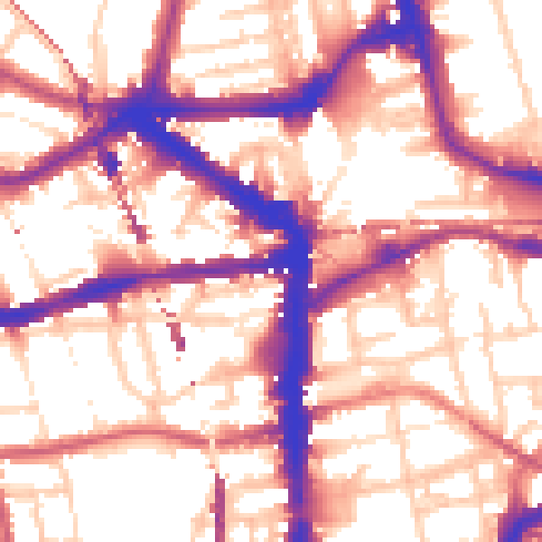 Daytime road noise heatmap for E8 1BP