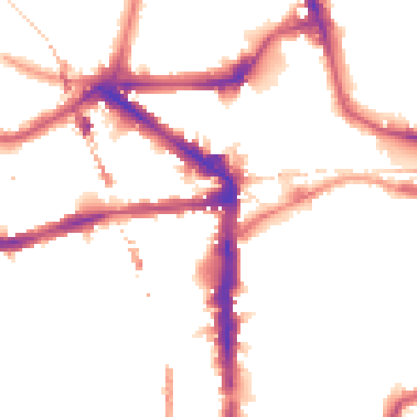 Night-time road noise heatmap for E8 1BP