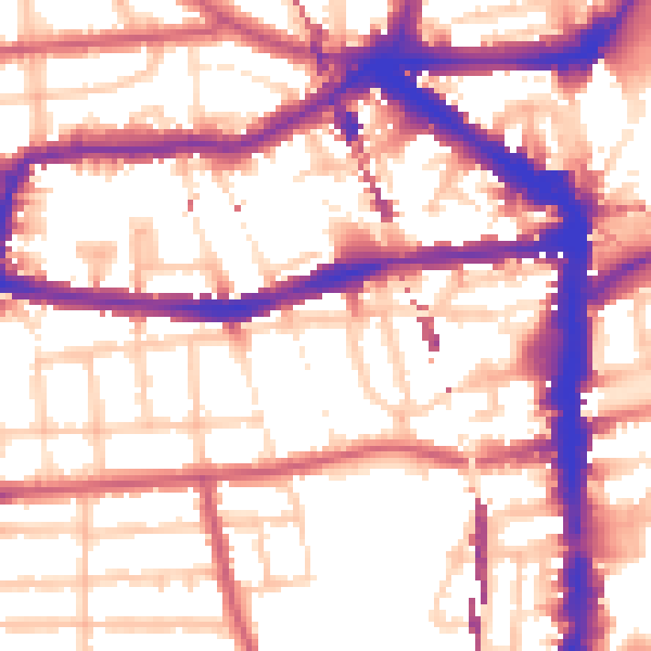Daytime road noise heatmap for E8 1BQ