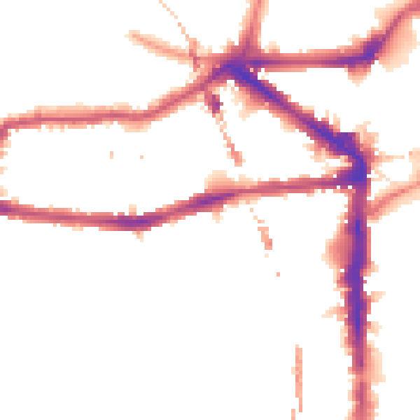 Night-time road noise heatmap for E8 1BS