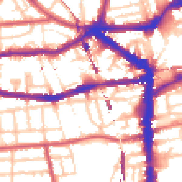 Daytime road noise heatmap for E8 1BT