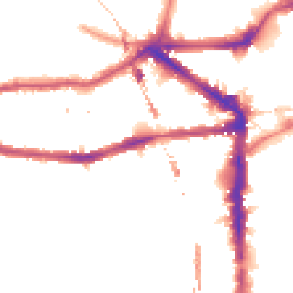 Night-time road noise heatmap for E8 1BT