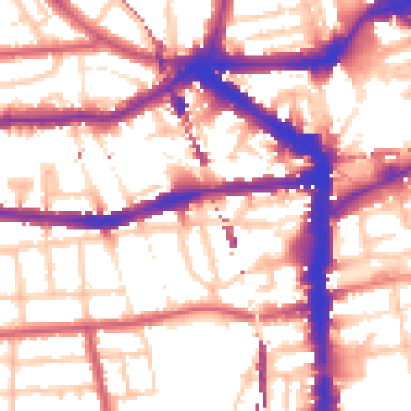 Daytime road noise heatmap for E8 1BU