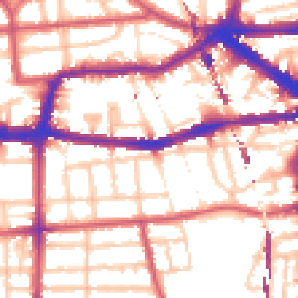Daytime road noise heatmap for E8 1BX