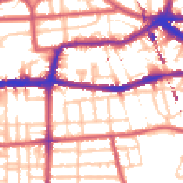 Daytime road noise heatmap for E8 1BY