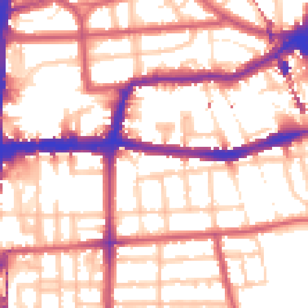 Daytime road noise heatmap for E8 1BZ