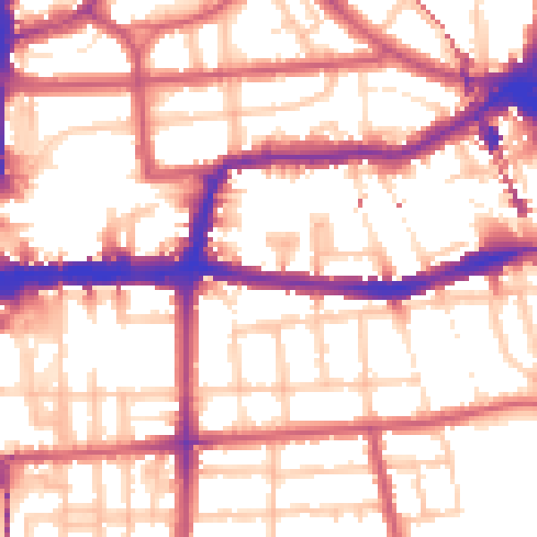Daytime road noise heatmap for E8 1DA