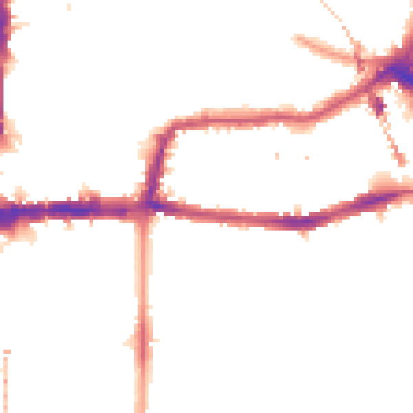 Night-time road noise heatmap for E8 1DA