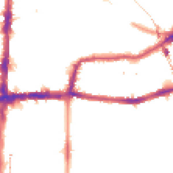 Night-time road noise heatmap for E8 1DB