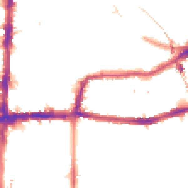 Night-time road noise heatmap for E8 1DE