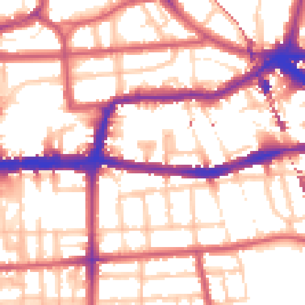 Daytime road noise heatmap for E8 1DG