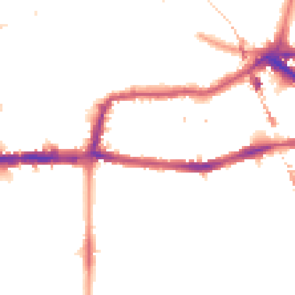 Night-time road noise heatmap for E8 1DG