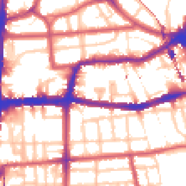 Daytime road noise heatmap for E8 1DJ