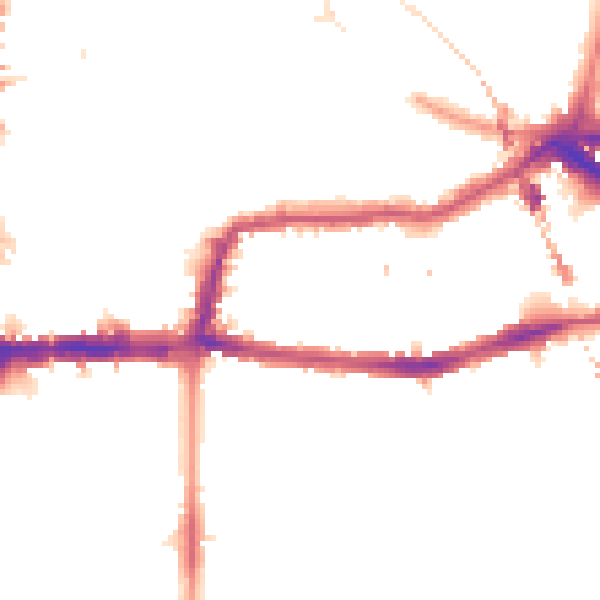 Night-time road noise heatmap for E8 1DL