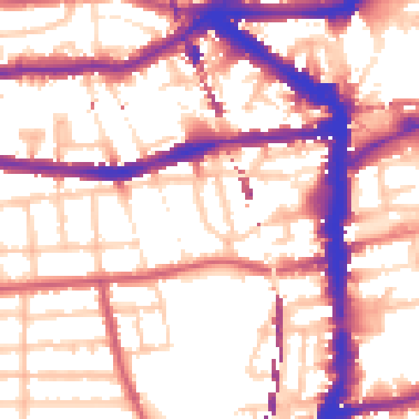 Daytime road noise heatmap for E8 1DN