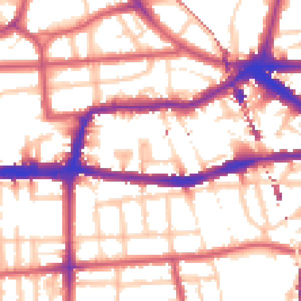 Daytime road noise heatmap for E8 1DQ