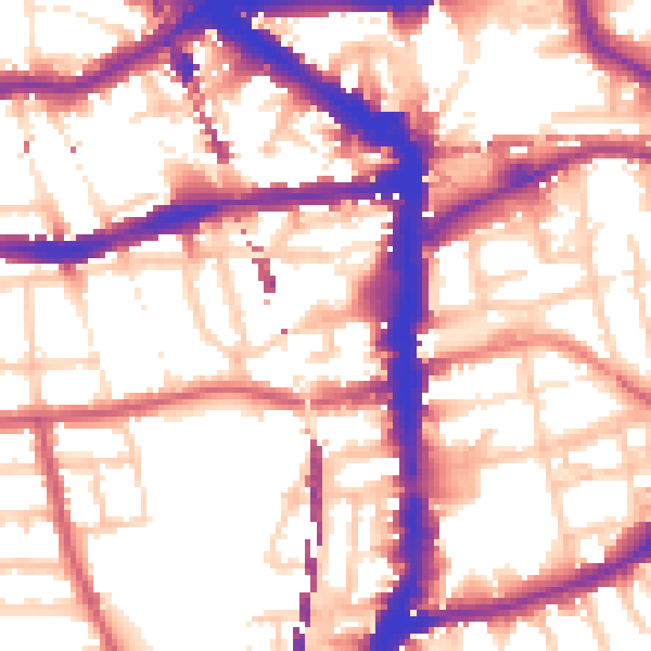 Daytime road noise heatmap for E8 1DT