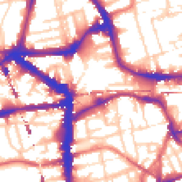 Daytime road noise heatmap for E8 1DU