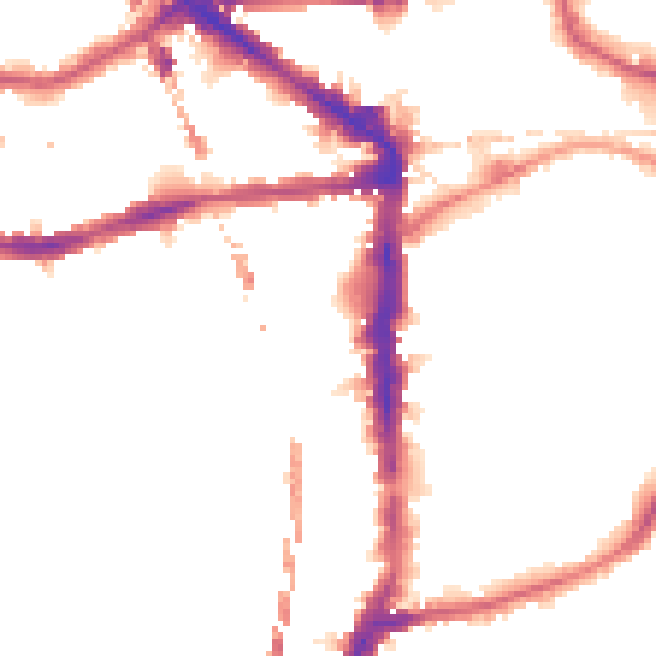 Night-time road noise heatmap for E8 1EB