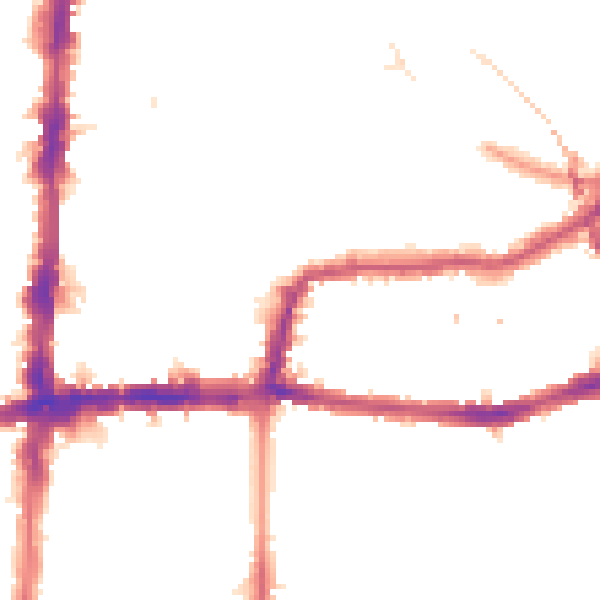Night-time road noise heatmap for E8 1FG