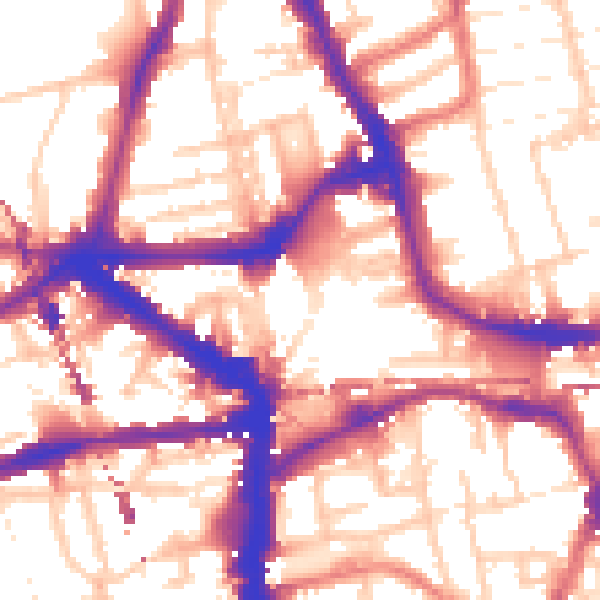 Daytime road noise heatmap for E8 1FW