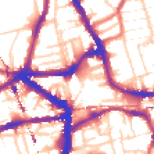 Daytime road noise heatmap for E8 1GZ