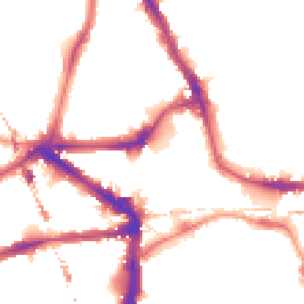 Night-time road noise heatmap for E8 1GZ