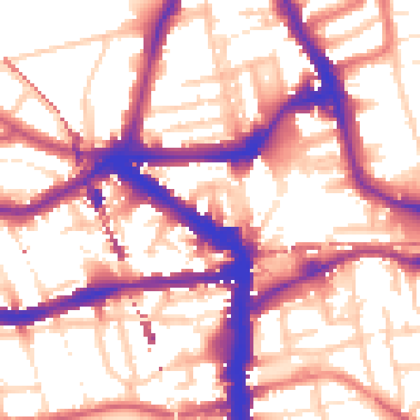 Daytime road noise heatmap for E8 1JP