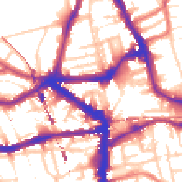 Daytime road noise heatmap for E8 1JU