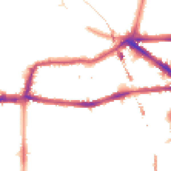 Night-time road noise heatmap for E8 1NE