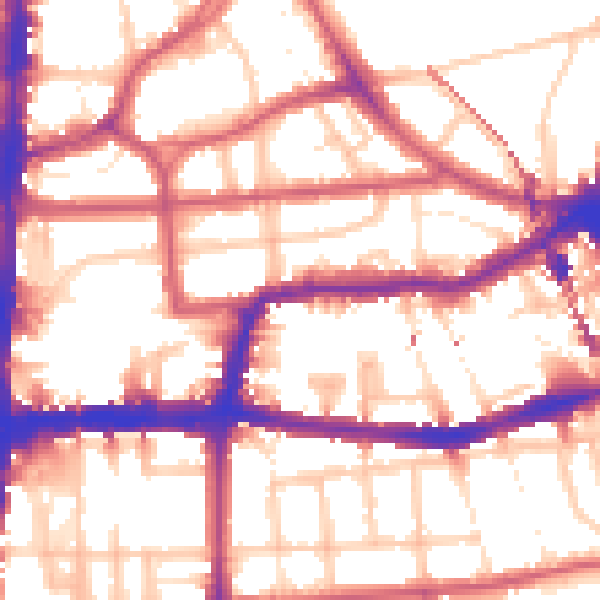 Daytime road noise heatmap for E8 1NG