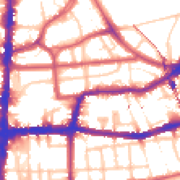 Daytime road noise heatmap for E8 1NH