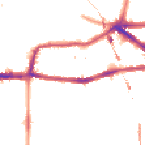 Night-time road noise heatmap for E8 1PA