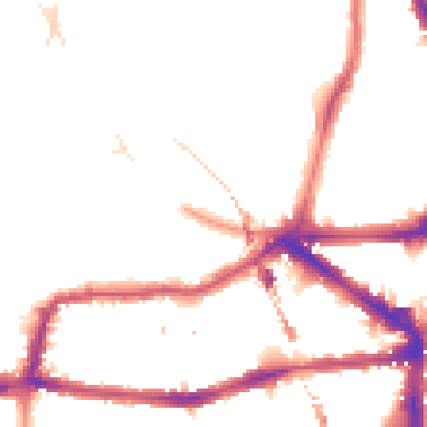 Night-time road noise heatmap for E8 2AG