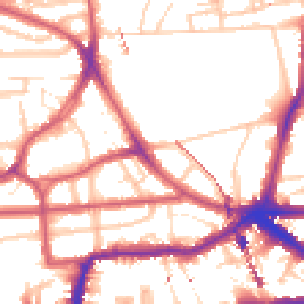 Daytime road noise heatmap for E8 2AY