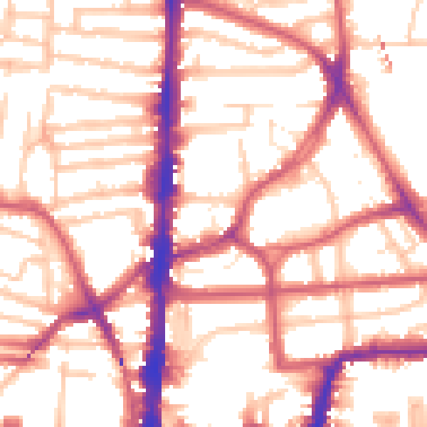 Daytime road noise heatmap for E8 2DH