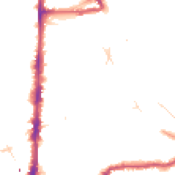 Night-time road noise heatmap for E8 2EB