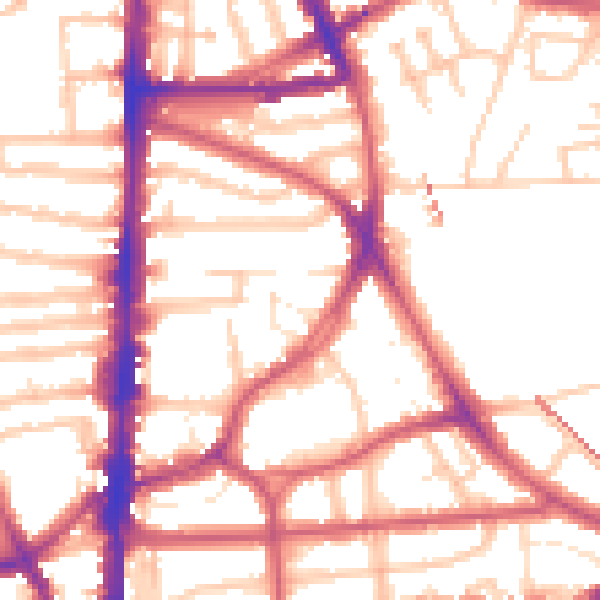 Daytime road noise heatmap for E8 2EG