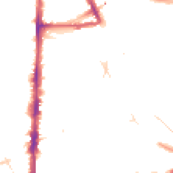Night-time road noise heatmap for E8 2EG