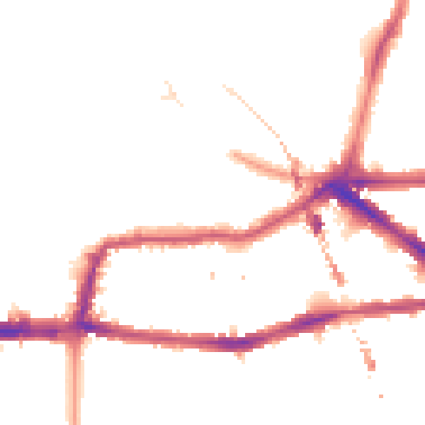 Night-time road noise heatmap for E8 2HA