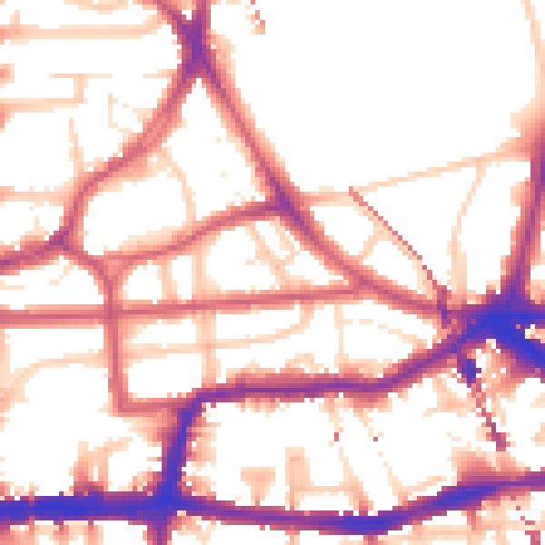 Daytime road noise heatmap for E8 2HG