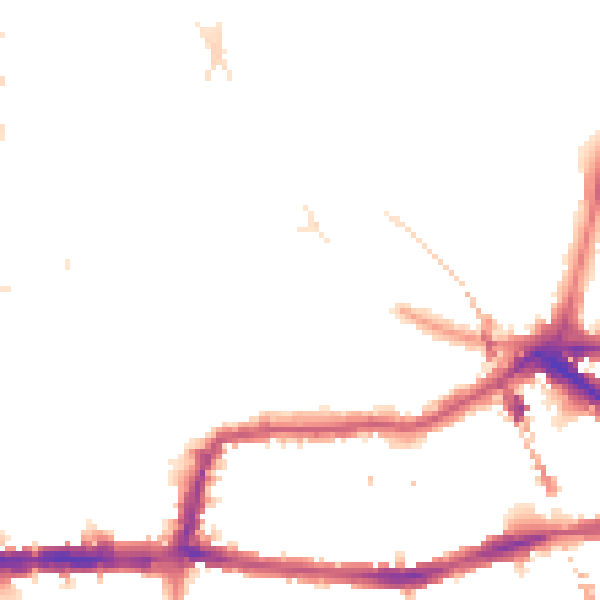 Night-time road noise heatmap for E8 2HG