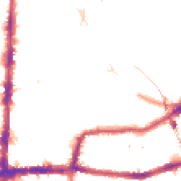 Night-time road noise heatmap for E8 2HL